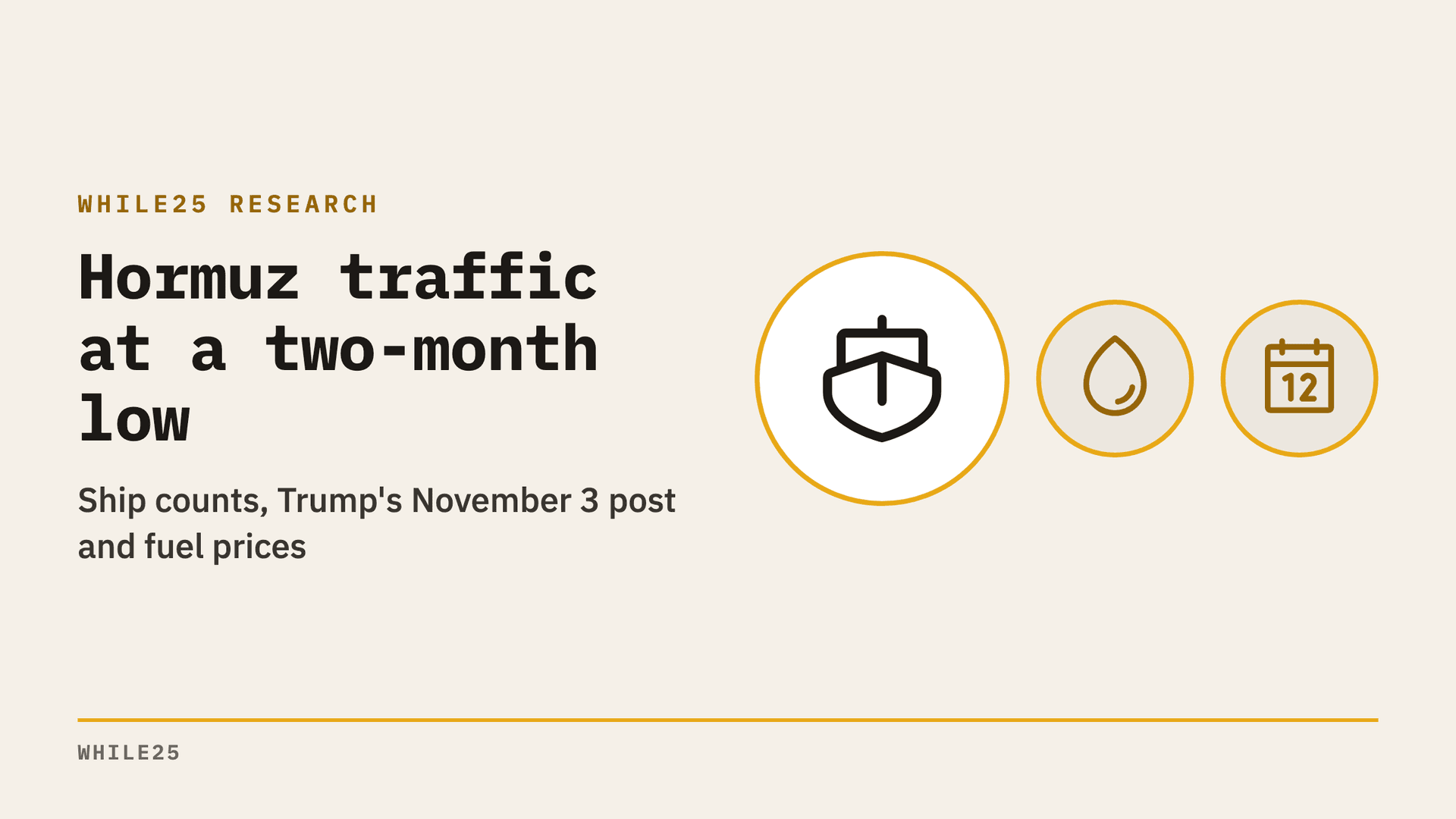 Hormuz ship traffic hits two-month low as Trump names November 3